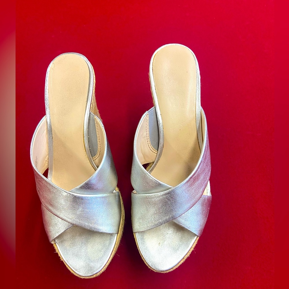Nine West Silver Metallic Wedges